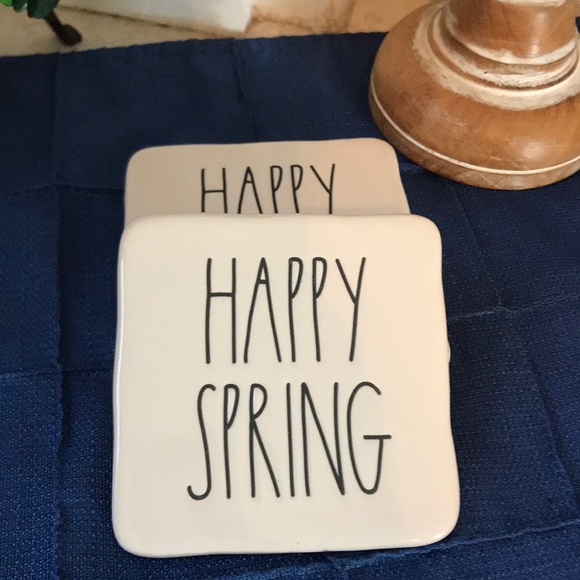 NWT Rae Dunn HAPPY SPRING Coaster Set - Picture 1 of 4